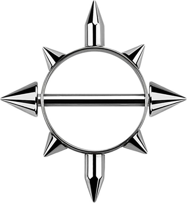 Star Piercing Runder Schild silber mit Cones (Chirurgenstahl 316L)