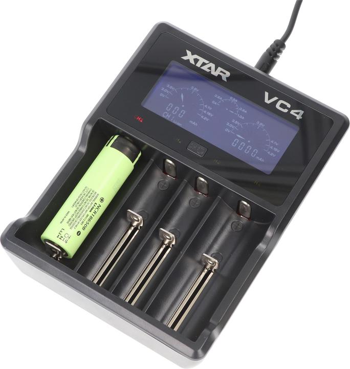 Immagine prodotto AccuCell Batteria Panasonic 18650 agli ioni di litio e caricatore rapido 4x agli ioni di litio (1 pz., 18650, 3400 mAh, Batteria + Caricabatterie)