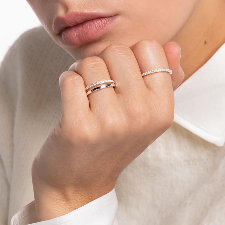 Immagine prodotto Thomas Sabo Anello doppio pietre bianche argento (60, 925 Argento)