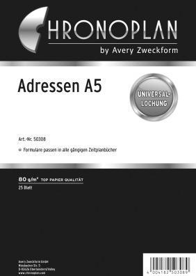 Produktbild Chronoplan Adressen Blatt (A5, Deutsch)