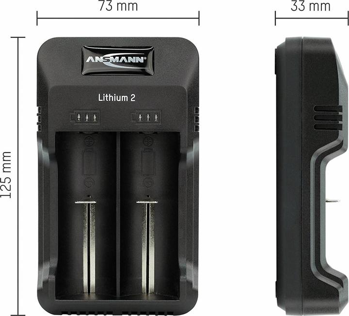 Produktbild Ansmann Lithium 2 (2 Stk., 14500, 16340, 17670, 18500, 18650, 22650, 26650, AAA, AA, Ladegerät ohne Akku)