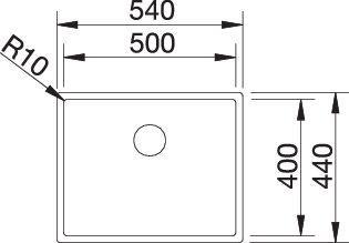 Actual product image Blanco Claron 500-U (Undermount sink, 44 cm, 54 cm)