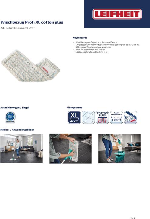 Produktbild Leifheit Wischbezug Profi XL cotton plus (1 Stk.)