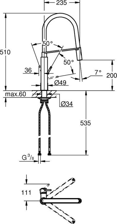 Immagine prodotto Grohe Miscelatore da cucina con bocca flessibile Concetto cromo lucido 31491000