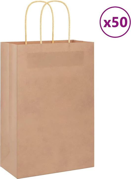Immagine prodotto VidaXL Sacchetti di carta kraft 50 pezzi con maniglia marrone 22x11x31 cm (Borsa da regalo, 50 x)