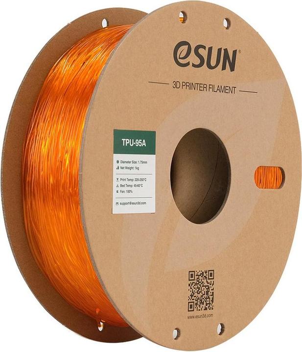 Produktbild eSUN eTPU-95A 1,75mm Tr. Orange 1kg 3D Filament (TPU, 1.75 mm, 1000 g, Orange)