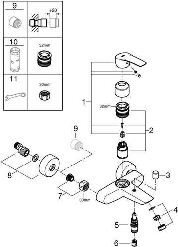 Image du produit Grohe Mitigeur monocommandé pour bain EUROSMART 1/2" chr