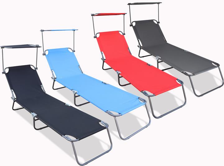 Image du produit VCM Bain de soleil Chaise longue avec toit solaire (185 cm)