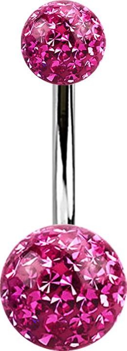 Produktbild Star Piercing Banane silber mit zwei Kristall Kugeln pink Epoxy Schutzschicht (ohne Messing, Titan G23)