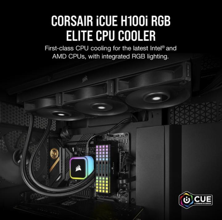 Actual product image Corsair iCUE H100i ELITE RGB Liquid CPU Cooler