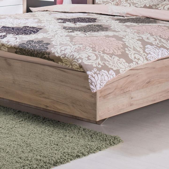 Actual product image Floki24 Double bed Wooden bed Upholstered bed Marriage bed Bed frame with slatted frame Oak grey imitation (160 x 200 cm)