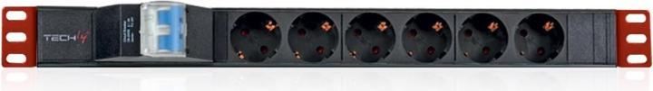 Actual product image Techly I-CASE STRIP-61UD Power Distribution Unit (PDU) 6 AC outlets 1U aluminum (6 x, CEE 7/3, 3 m)