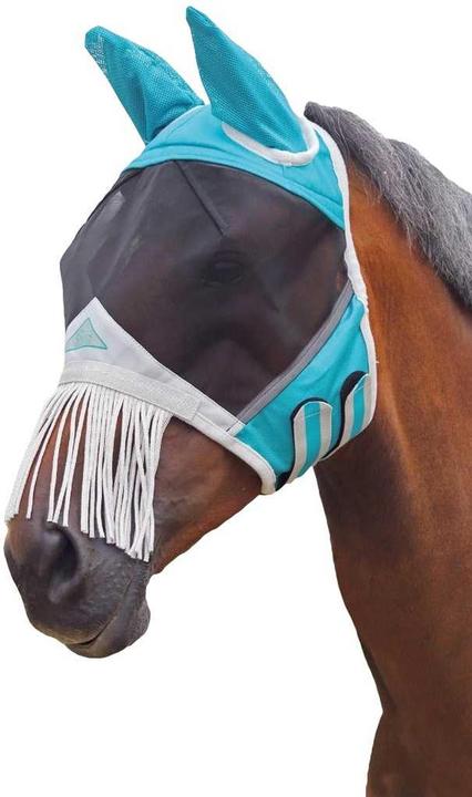 Image du produit Shires Masque anti-mouches de cheval avec oreilles et franges nasales en maille fine