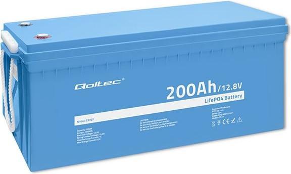 Qoltec AKUMULATOR LIFEPO4 LITOWO-ŻELAZOWO-FOSFORANOWY | 12.8V | 200AH | 2560WH | BMS