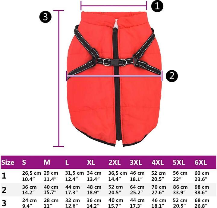 Actual product image VidaXL Dog coat with harness Waterproof Reflective (48, Dog coat)