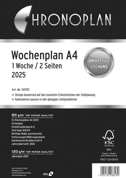 Actual product image Chronoplan Weekly schedule (A4, German)