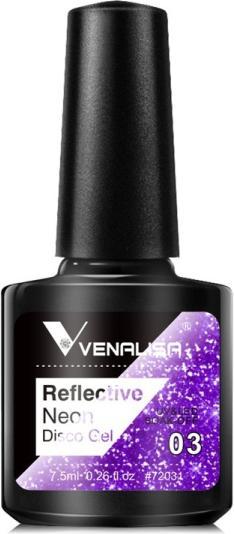 Produktbild Venalisa Gellack Reflective Neon Disco Gel BD03 (Lila Glitzer, Gel-Effekt Nagellack)