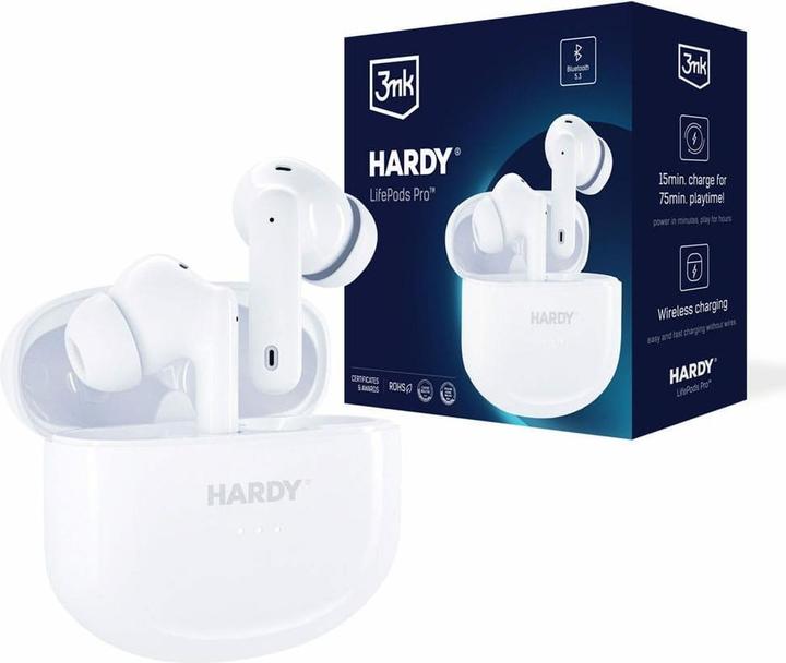 Image du produit 3MK Hardy LifePods Pro słcuhawki bezprzewodowe Bluetooth 5.3 ANC białe/white (ANC, 6.50 h, Sans fil)