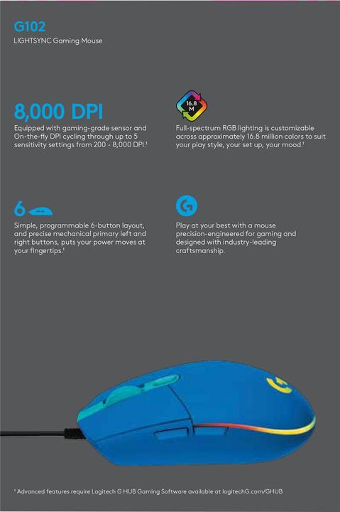 Actual product image Logitech G102 LIGHTSYNC (Cable)