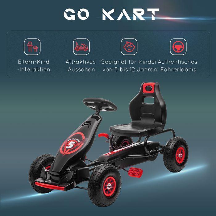 Produktbild Swisshandel24 Gokart, Kinderfahrzeug mit verstellbarem Sitz, Tretfahrzeug mit Gummireifen, Pedal und Handbremse, f