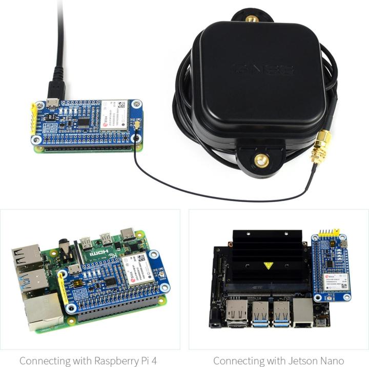 Actual product image WaveShare GPS-RTK uBlox ZED-F9P HAT for Raspberry Pi
