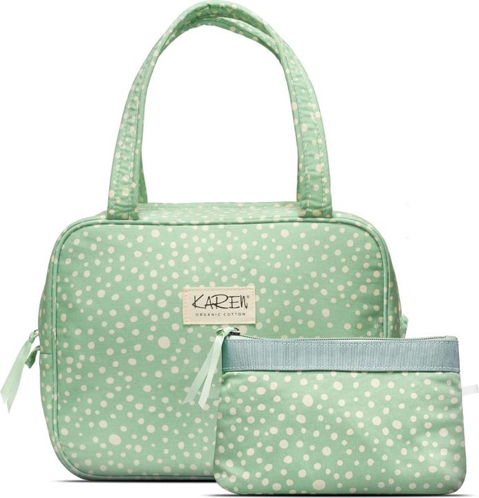 Actual product image Cimi Karen Denmark - 2 pcs Cosmetic bag with handle Green/white print