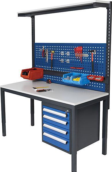 kaiserkraft Höhenverstellbarer Werkstatt-Komplettarbeitsplatz (150 cm, 70 cm)