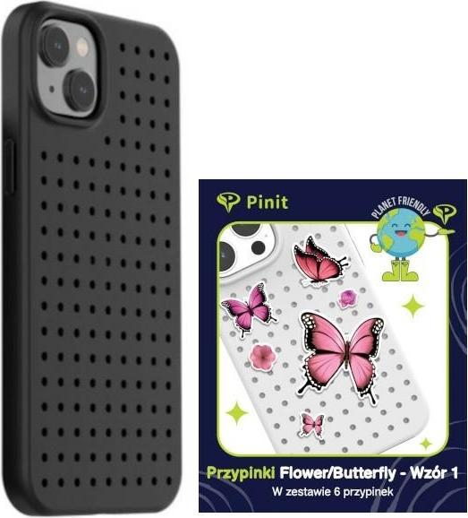 Immagine prodotto Pinifit Zestaw Etui Pinit Dynamic + Flower/ Butterfly Pin iPhone 14 Plus 6.7" czarny/nero wzór 1 (Apple iPhone 15 Plus, Apple iPhone 14 Plus)