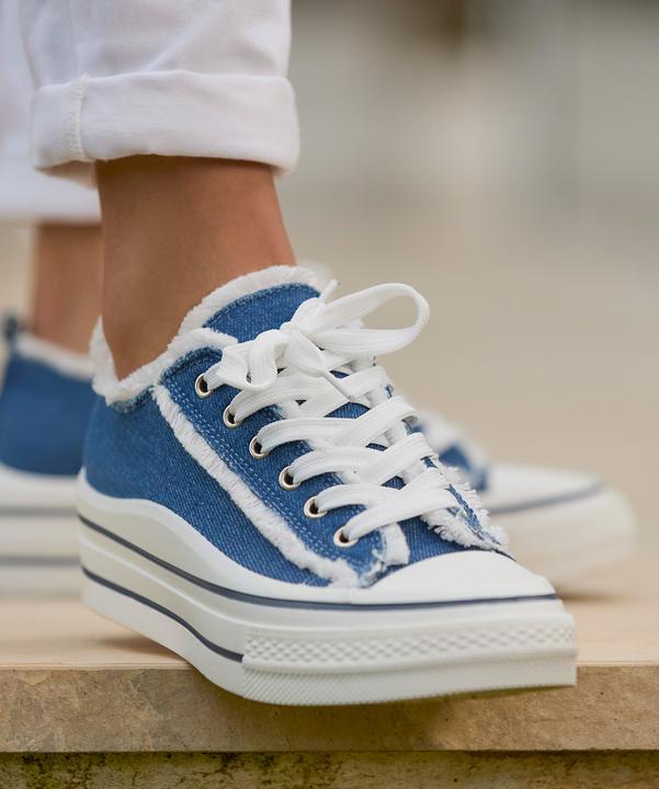 Actual product image Joe Browns Frayed Denim Chunky Platform Low-Top Trainers (39)