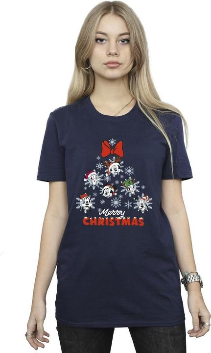 Actual product image Disney Womens/Ladies Mickey Mouse And Friends Christmas Tree Cotton Boyfriend T-Shirt (4XL)