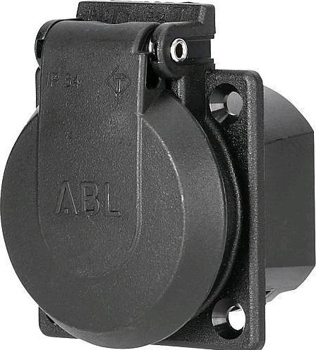 Produktbild ABL SCHUKO Einbausteckdose, schwarz, IP54, mit Schraubanschluss