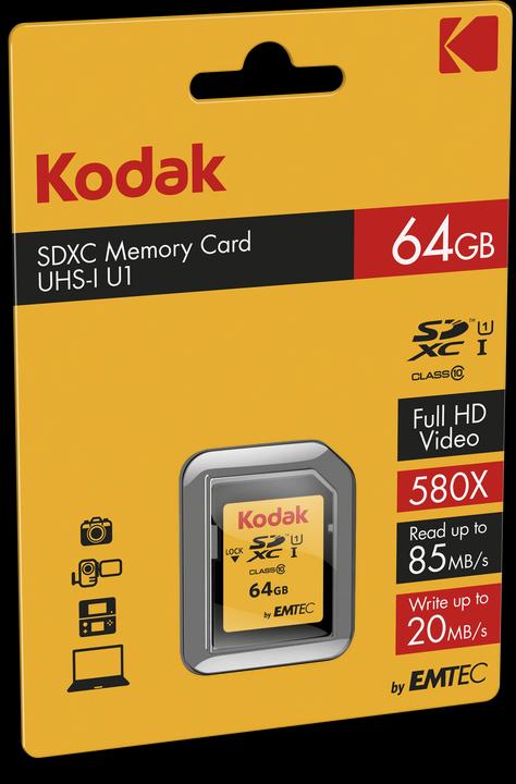 Image du produit Kodak EKMSD64GXC10K (64 Go, SDXC, U1, UHS-I)
