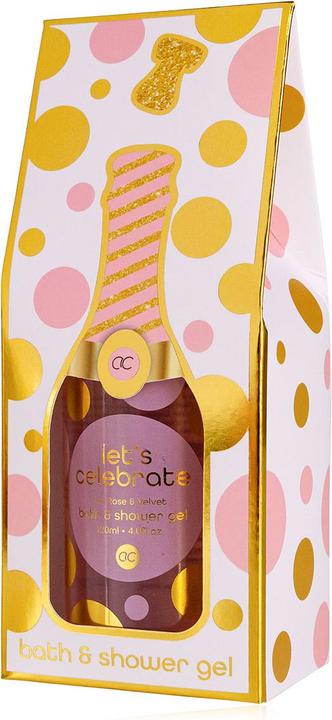 Accentra Bade- & Duschgel LET'S CELEBRATE in Flasche inkl. Geschenkbox in Champagneroptik, 120ml, Duft: Tea R (120 ml)