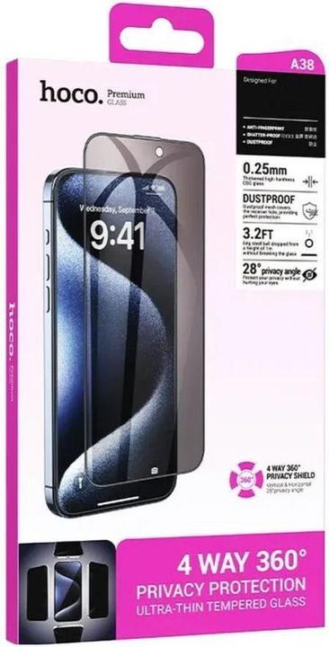Produktbild Hoco Protective glass tempered glass 360-degree for IPHONE 15 (1 Stück, Apple iPhone 15)