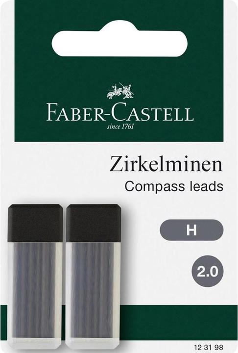 Faber-Castell Zirkelminen H 2mm, 2x6 Stück (Zirkelmine, Transparent, Schwarz, 2 mm)