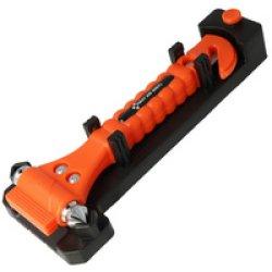 First Aid Only 2-in-1 Notfallwerkzeug Autohammer und Gurtschneider mit Halterung, neon-orange/schwar (135 g)