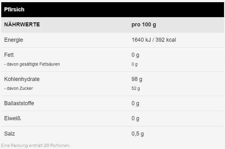 Valeurs nutritives et ingrédients Win Force Winforce CHO MAXX (Pêche, 1 pcs, 1200 g)