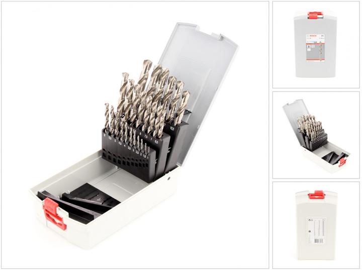 Produktbild Bosch Professional Zubehör PRO Metal HSS-G Spiralbohrer-Set, 25-tlg. (6 mm, 12 mm, 1 mm, 6.5 mm, 5.5 mm, 10 mm, 10.5 mm, 12.5 mm, 1.5 mm, 7 mm, 11 mm, 3 mm, 5 mm, 8.5 mm, 11.5 mm, 8 mm, 2.5 mm, 9 mm, 3.5 mm, 4.5 mm, 2 mm, 7.5 mm, 13 mm, 9.5 mm, 4 mm)