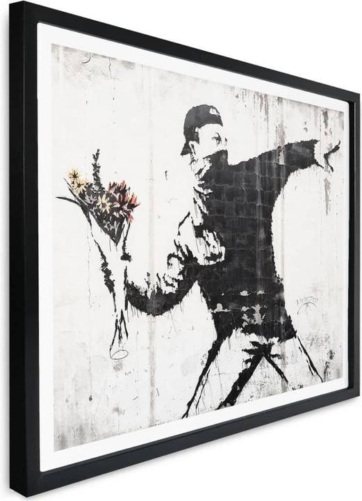 Produktbild Trenddeko Poster Banksy – Der Blumenwerfer 100 x 80 cm, Papier (7 x 7.5 x 98 cm)