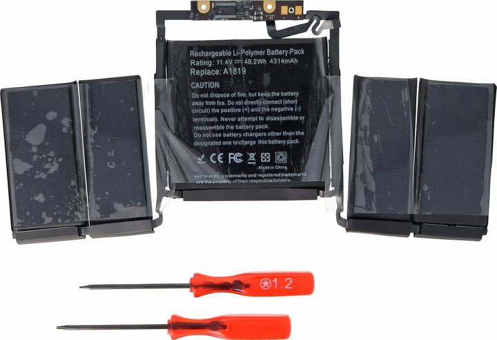 Actual product image AccuCell Battery suitable for Apple Macbook Pro 13" A1706 Retina 2016 Battery A1819, approx. 226x105x5mm (4314 mAh)