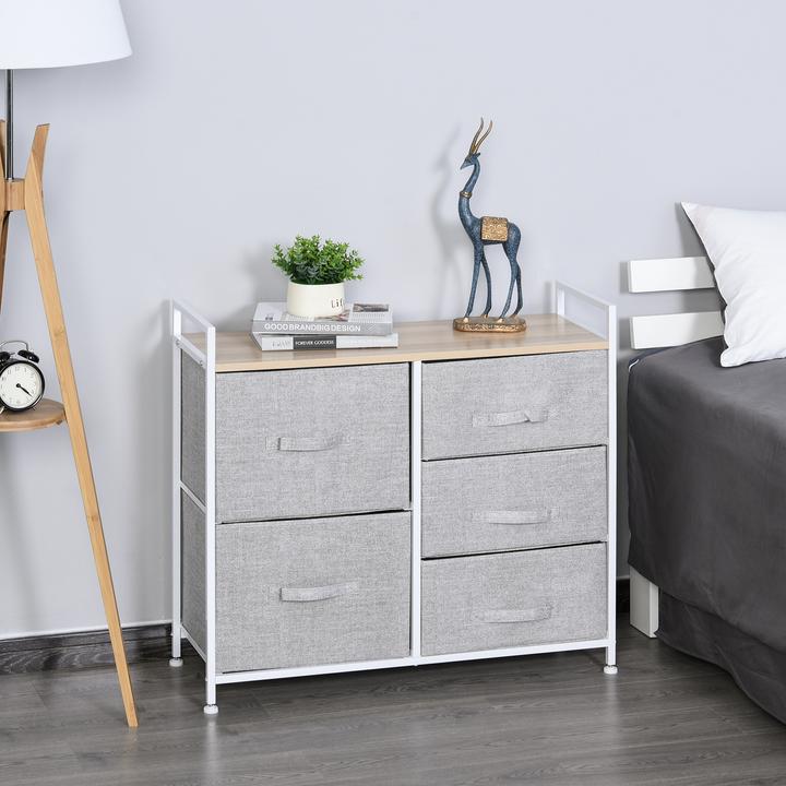 Produktbild Homcom Stoffkommode mit 5 Stoffschubladen (83 x 29 x 77 cm)