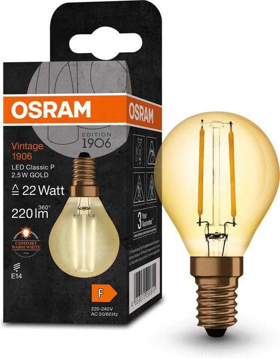 Actual product image Osram vintage 1906 (E14, 2.50 W, 220 lm, 1 x, F)
