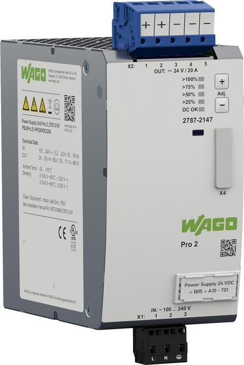 Immagine prodotto Wago Pro 2 Unità di alimentazione su guida DIN 20 A 480 W