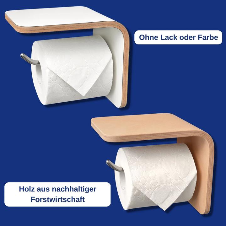 Image du produit Well Care Porte-rouleau de papier toilette en bois blanc avec étagère