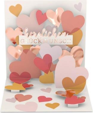 Actual product image Pop-Up Karte - Herzen - Herzlichen Glückwunsch