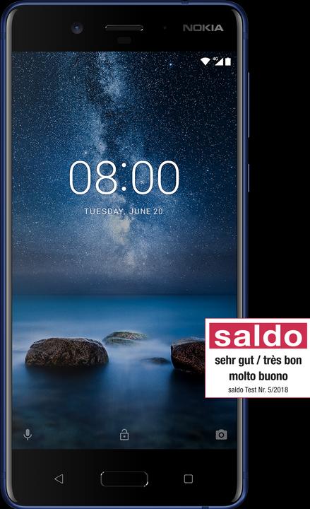 Image du produit Nokia 8 (64 Go, Bleu tempéré, 5.30", Double SIM hybride, 13 Mpx, 4G)