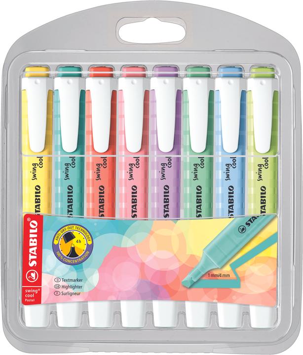 Produktbild STABILO swing cool Pastel Textmarker (Pastellfarben, 4 mm, 8 x)