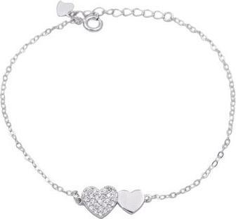 Passion RHODINIERTES SILBERARMBAND - HERZ - ZIRKONIA - 17+2 CM (19 cm)