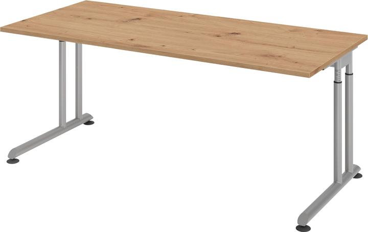 Hammerbacher Bureau pied C 180x80cm chêne cendré/argenté (180 x 80 cm)