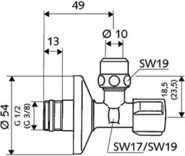 Actual product image Schell Angle valve, 1/2 " x 3/8 ", quick installation